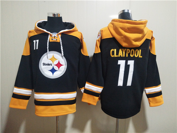 Men's Pittsburgh Steelers #11 Chase Claypool Black Ageless Must-Have Lace-Up Pullover Hoodie Men's Pittsburgh Steelers #11 Chase Claypool Black Ageless Must-Have Lace-Up Pullover Hoodie